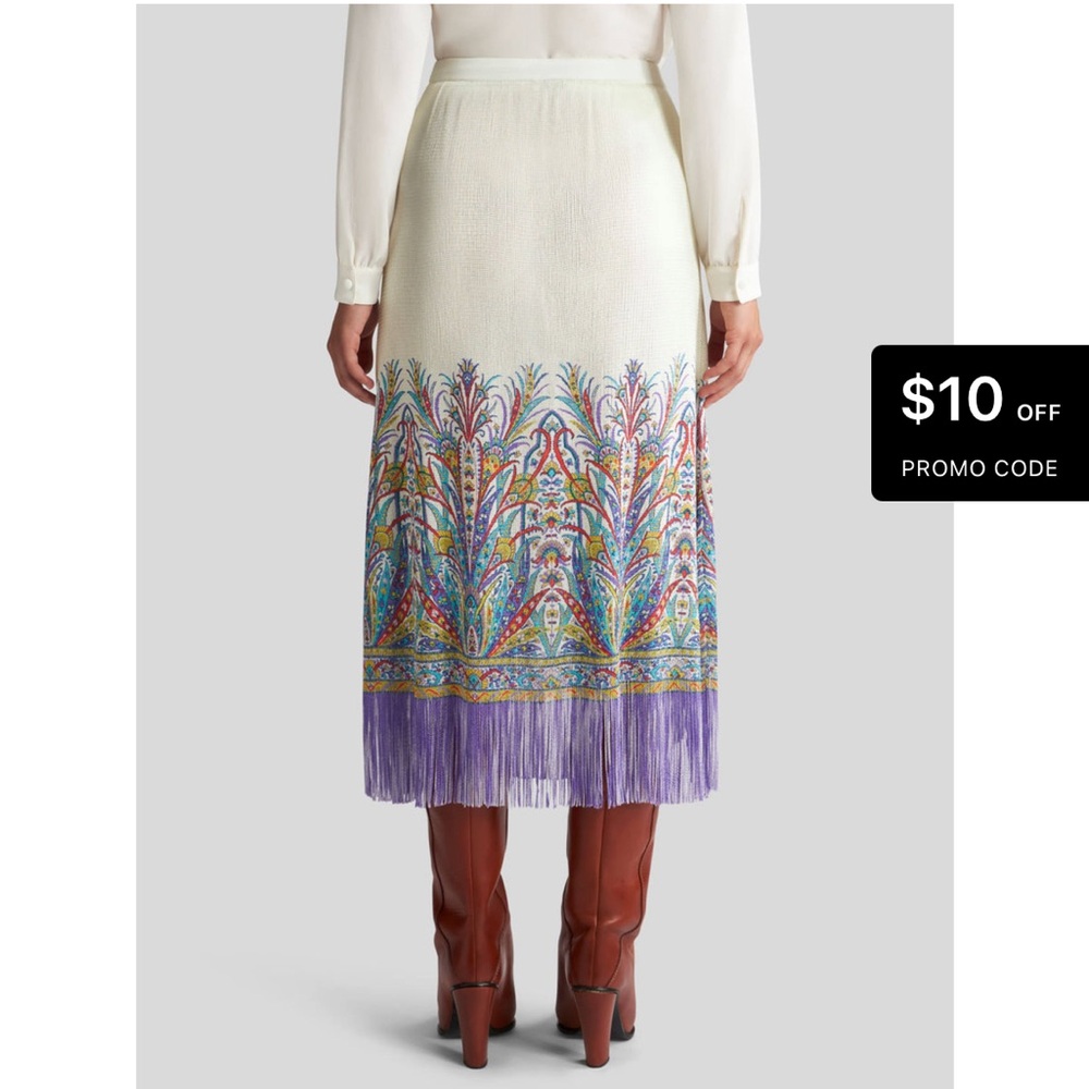 Etro Cream and Purple Patterned Midi Skirt - Picture 3 of 7